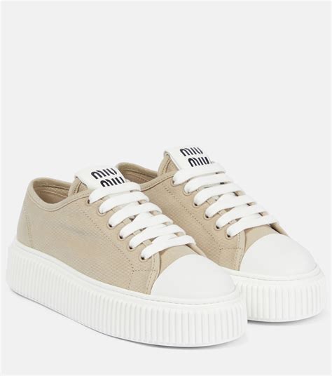 miu miu canvas sneakers|miu mi u sneakers.